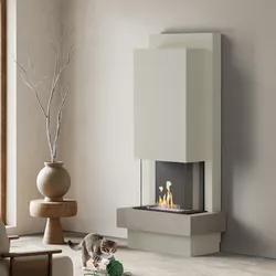 muenkel design Milano [moderner Design Ethanolkamin]: Concrete (Betonoptik) - Planika Senso - weiß