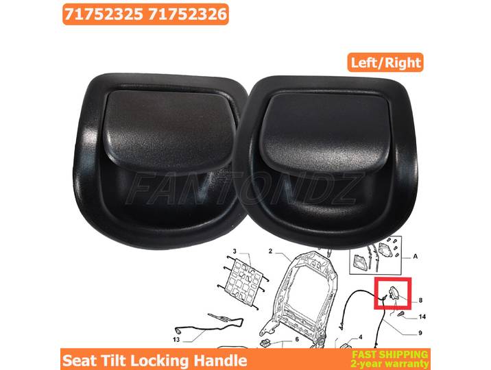 Poignées d'inclinaison des sièges avant pour Abarth 500 2008-2024, 71752325 71752326, réglage gauche ou droit, support de housse de siège, accessoires de voiture