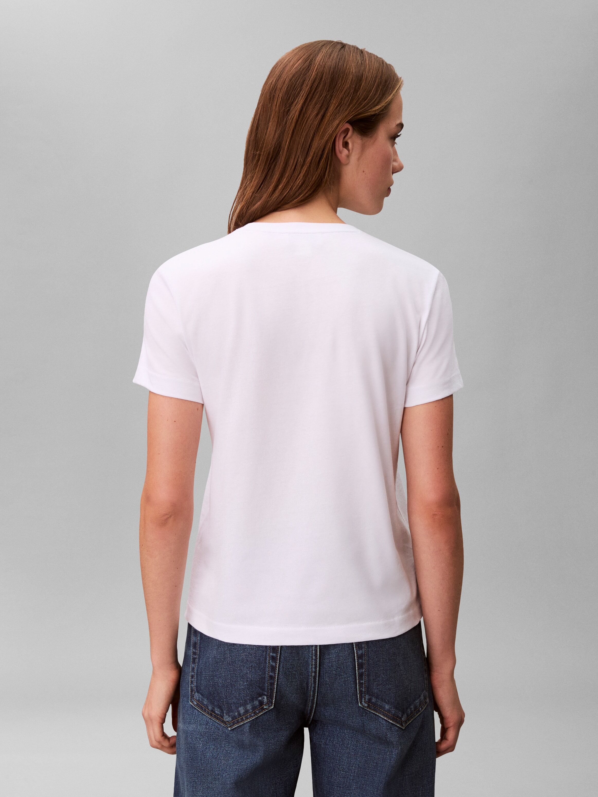T-Shirt CALVIN KLEIN JEANS "MONOLOGO CN 2 PACK TEE", Damen, Gr. XXL (46), rot (adrenaline rush, brilliant weiß), Single Jersey, Obermaterial: 100% Baumwolle, unifarben, klassisch normal, Rundhals, eingesetzt abgesteppte Kante, Shirts T-Shirt, Logoschriftz