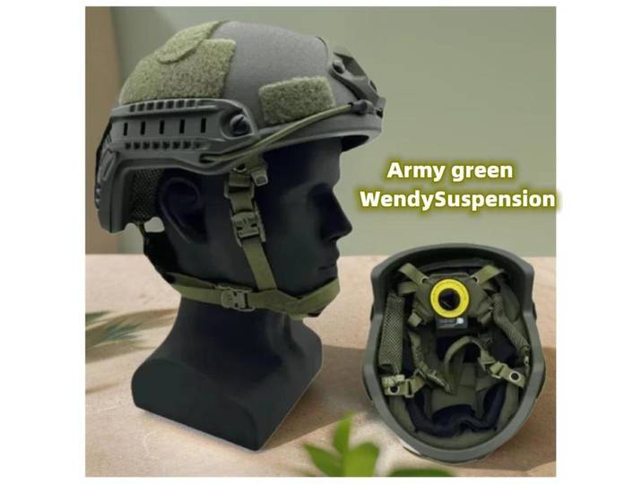 Casque tactique en Kevlar ACH à coupe haute, casque de protection de haute qualité NIJ IIIA FAST Wendy Suspension Pad Vert