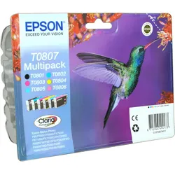 6 Epson Tinten C13T080740 Multipack KCMY LC LM T0807