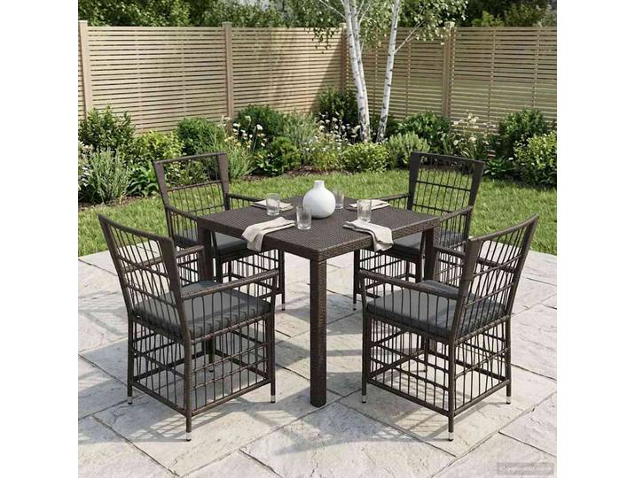vidaXL Gartenstühle 4 Stk. Schwarz PE Rattan, Stahl und Polyesterstoff