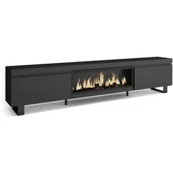 LOWBOARD, Tv-Schrank, mit Elektrokamin XXL, Schwarz, 267/35/57cm