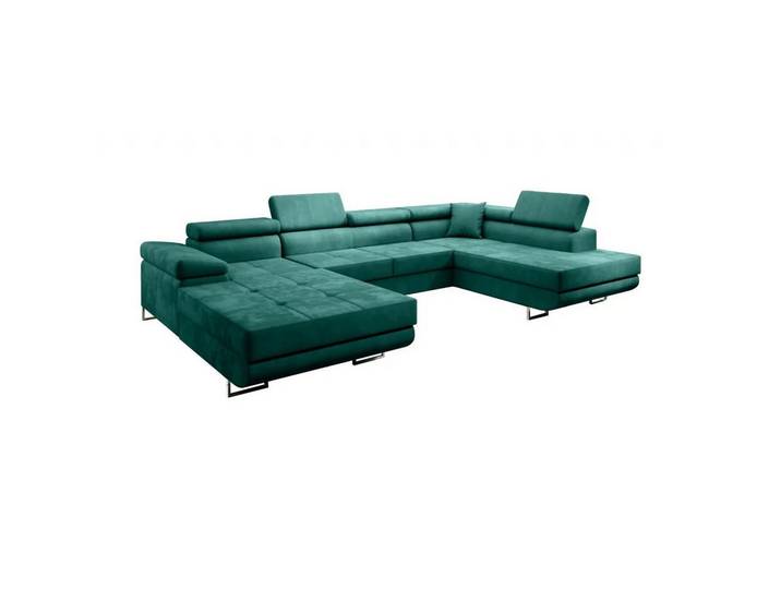 Muffo Ecksofa WILD U, Verstellbare Kopfstützen, elegante Metallbeine, 2 Bettzeugkasten, gelegentliche Schlaffunktion