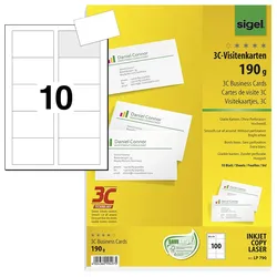 SIGEL Visitenkarten 190 g/m2 matt hochweiß