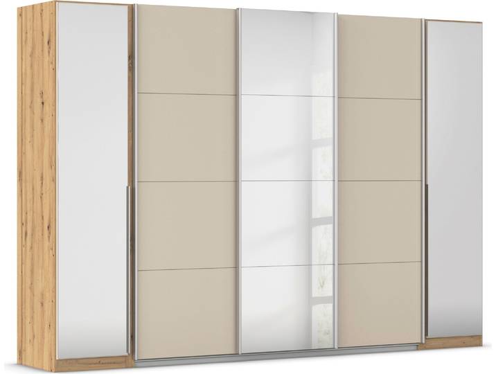 Schwebetürenschrank, 301x210 cm, Holzwerkstoff, Beige/Champagner, 5 Türen & Spiegeltüren, Klassisch, Rauch