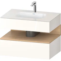 Duravit Collection One Einbauwaschtisch mit Konsolenwaschtischunterbau, 800x550x600mm, Nische Eiche Natur, QA4785030220010, Farbe: Weiß Hochglanz/mit Nischenbeleuchtung