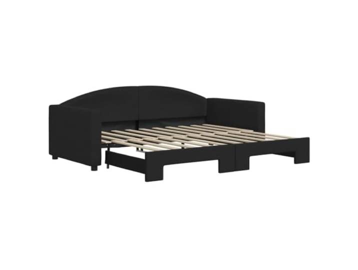 PUGYNBK Bettsofa, 90 x 190 cm, Schwarz Holz- und Metallstruktur, langlebiger Stoff, modernes Design, inklusive Lattenrost, Matratze nicht im Lieferumfang enthalten