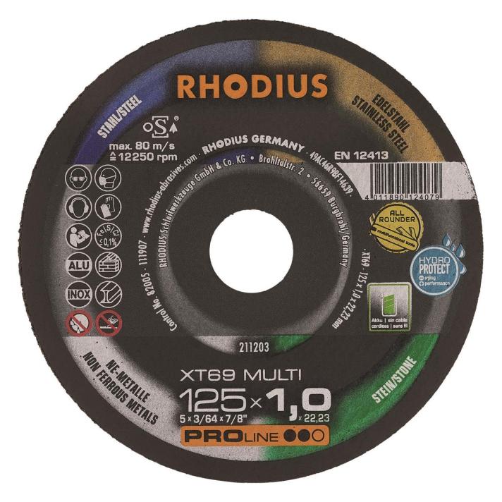 Rhodius Trennscheiben XT69 MULTI 211203 125x1,0x22,23 Extradünn Multi-Anwendun (211203)