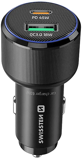 Swissten CL Adapter USB-C PD + USB-A 63 W schwarz