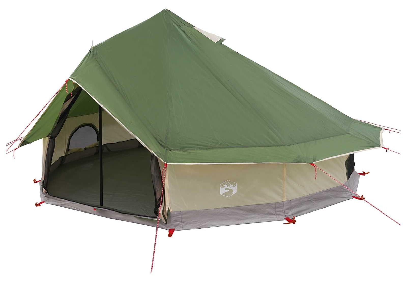 Tipi Zelt 18 Personen Grün Polyester und Stahl