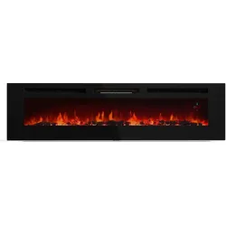 Galeras Smart Elektrokamin   2 Heizstufen   16 – 30°   LED-Flammenillusion   IOT-fähig Schwarz 178 x 47 x 13 cm