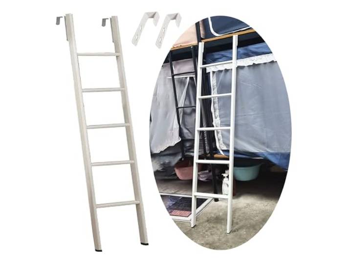 Hochbett Leiter Etagenbettleiter mit Haken, 116 125 130 135 145 150 160 170 cm Dachbodentreppe, Wohnmobil-Etagenleiter, Kurze, Bodenstehende Doppelbettleitern(150cm/59 )