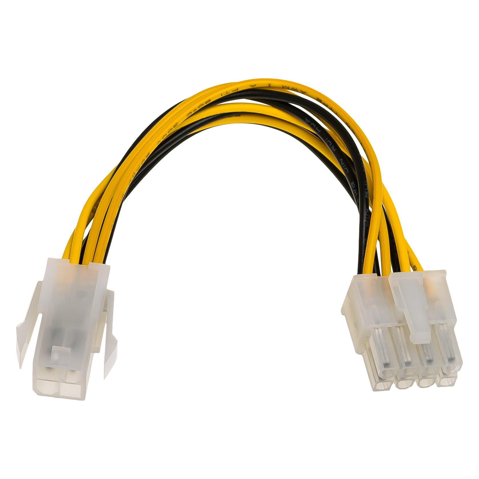 Akyga AK-CA-10 Stromkabel /Gelb (15 cm, 4 pin CPU, 8 pin EPS) (AK-CA-10)
