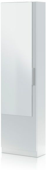 duehome Zapatero de 1 puerta con espejo 50x180 cm Leo - Blanco Artik (Blanco Mate)