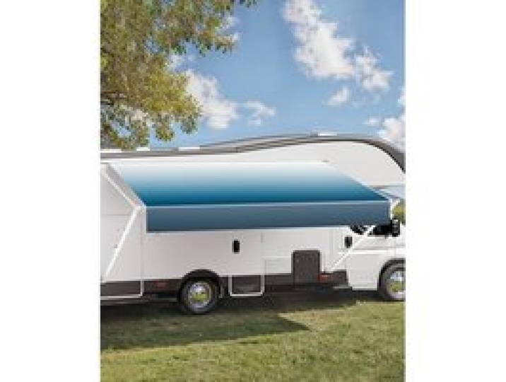 VEVOR Wohnwagen Markise einziehbare RV Markisen (548,64 cm) wasserdichte Wohnmobil-Markise mit Aluminiumlegierungsrahmen, Außenmarkise mit weißem Ständer und blauen Stoffen mit Farbverlauf