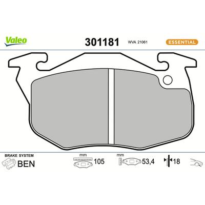 VALEO Bremsbelagsatz, Scheibenbremse FIRST 301181 Vorderachse für Peugeot