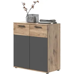 KOMMODE Eiche, grau 80 cm, Sideboard mit Soft-Close, Wohn- und Esszimmermöbel