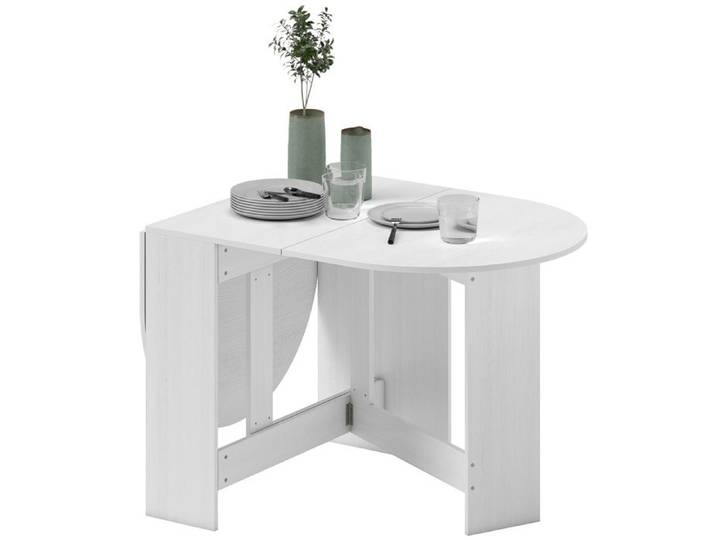 LIA Table à manger pliante table pliante cuisine ovale jusqu'à 6 personnes pour petits espaces salle à manger blanc