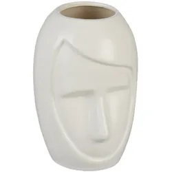 Relaxdays Blumenvase Gesicht, Tischdeko aus Keramik, Dekovase, für Pampasgras und Trockenblumen, HxBxT: 14,5 x 9,5 x 10,5 cm, weiß
