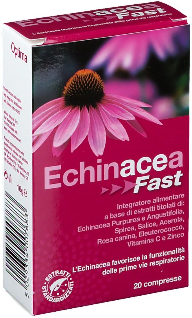 OPTIMA NATURALS Srl Echinacea Fast Integratore Alimentare 20 Compresse - per il Benessere Orale e delle Vie Respiratorie