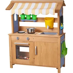 VEVOR Spielküche, Kinderküche, Spielzeugküche mit Löffeln, Spülbecken, Wassertank, Sonnenschutz, Schaufeln, Kochgeschirr & Zubehör, Outdoor-Holzküche für Kinder ab 3 Jahren, 795x339x1000mm