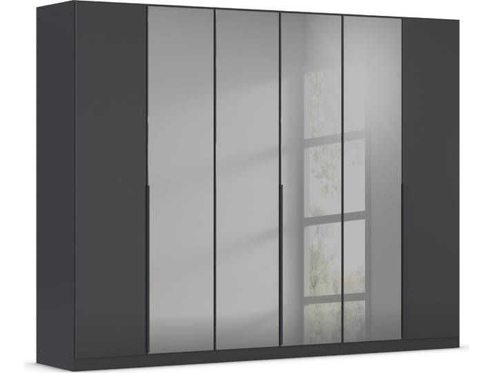 Drehtürenschrank, 271x210 cm, Holzwerkstoff, Graumetallic, 6 Einlegeböden & 3 Kleiderstangen, Modern, Rauch