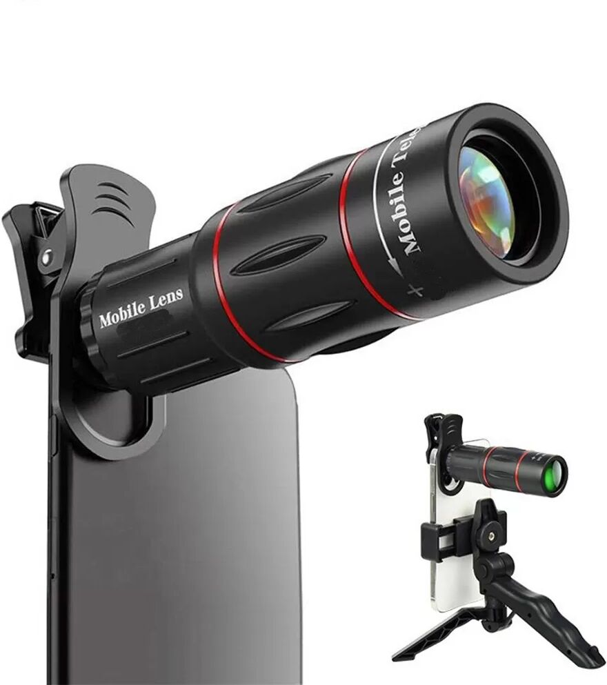 INF 28x Monokular Teleskop mit 0,63x 3-in-1 Objektiv und Tragetasche, kompatibel mit Huawei, Samsung, APPLE, Garmin