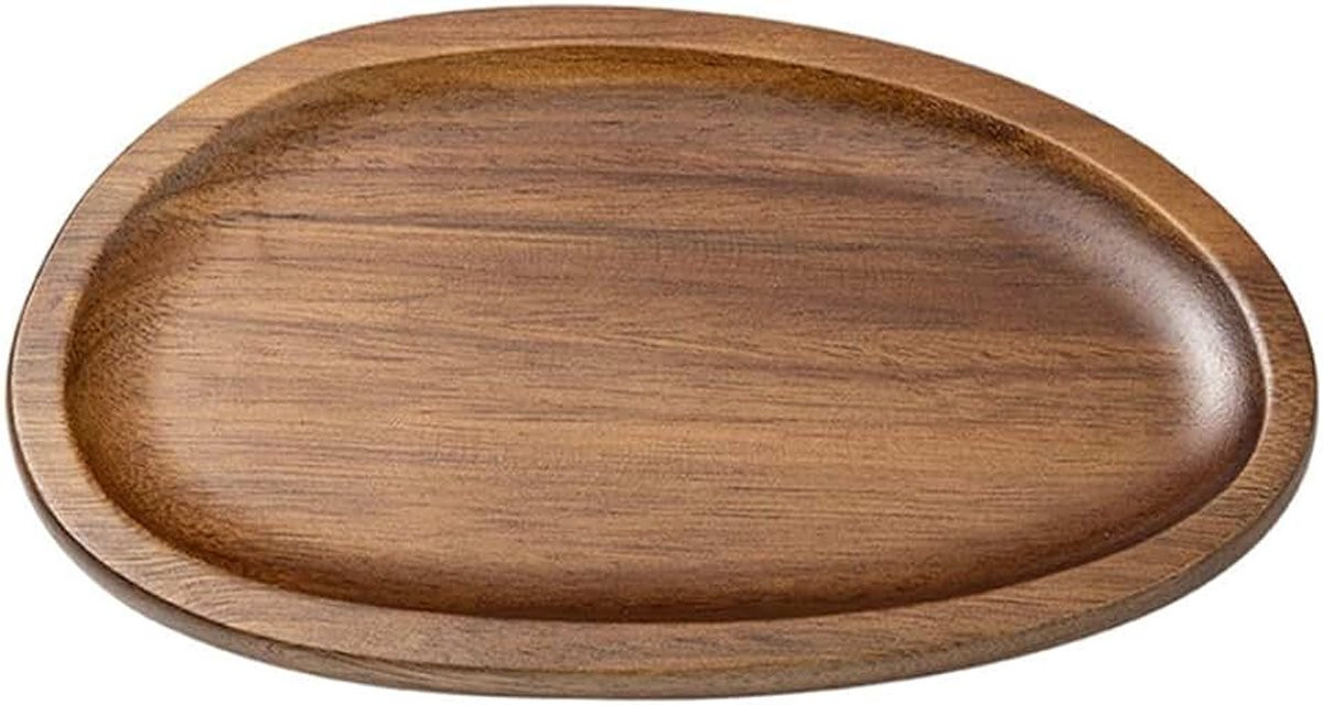 Decoratieve serveerschaal van acaciahout met opstaande rand
