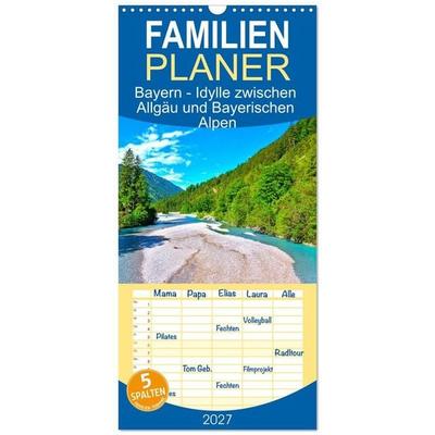 Familienplaner 2027 - Bayern - Idylle zwischen Allgäu und Bayerischen Alpen mit 5 Spalten (Wandkalender, 21 x 45 cm) CALVENDO