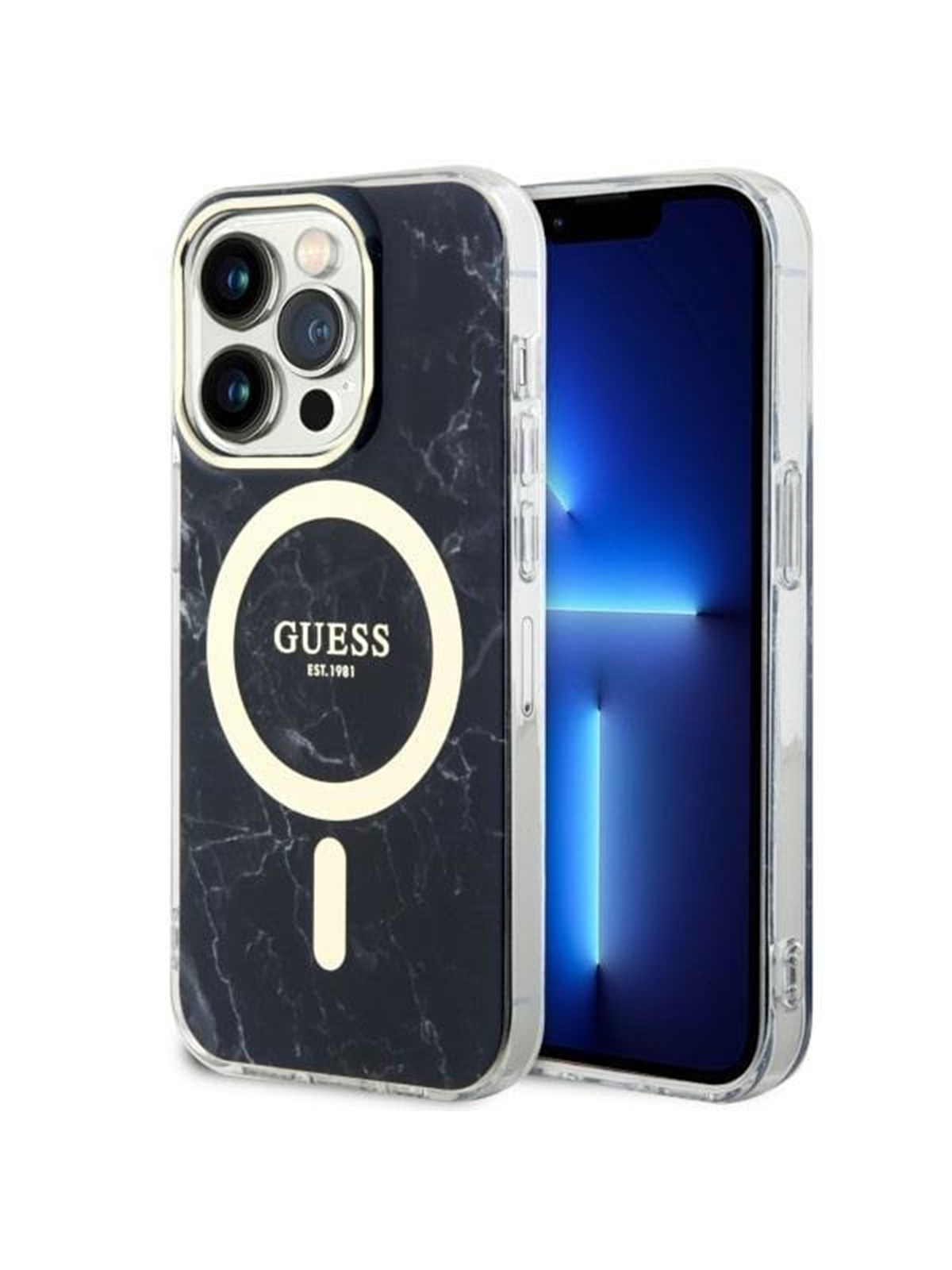 GUESS GUHMP14LPCUMAK iPhone 14 Pro 6.1" black/black hardcase Marble MagSafe