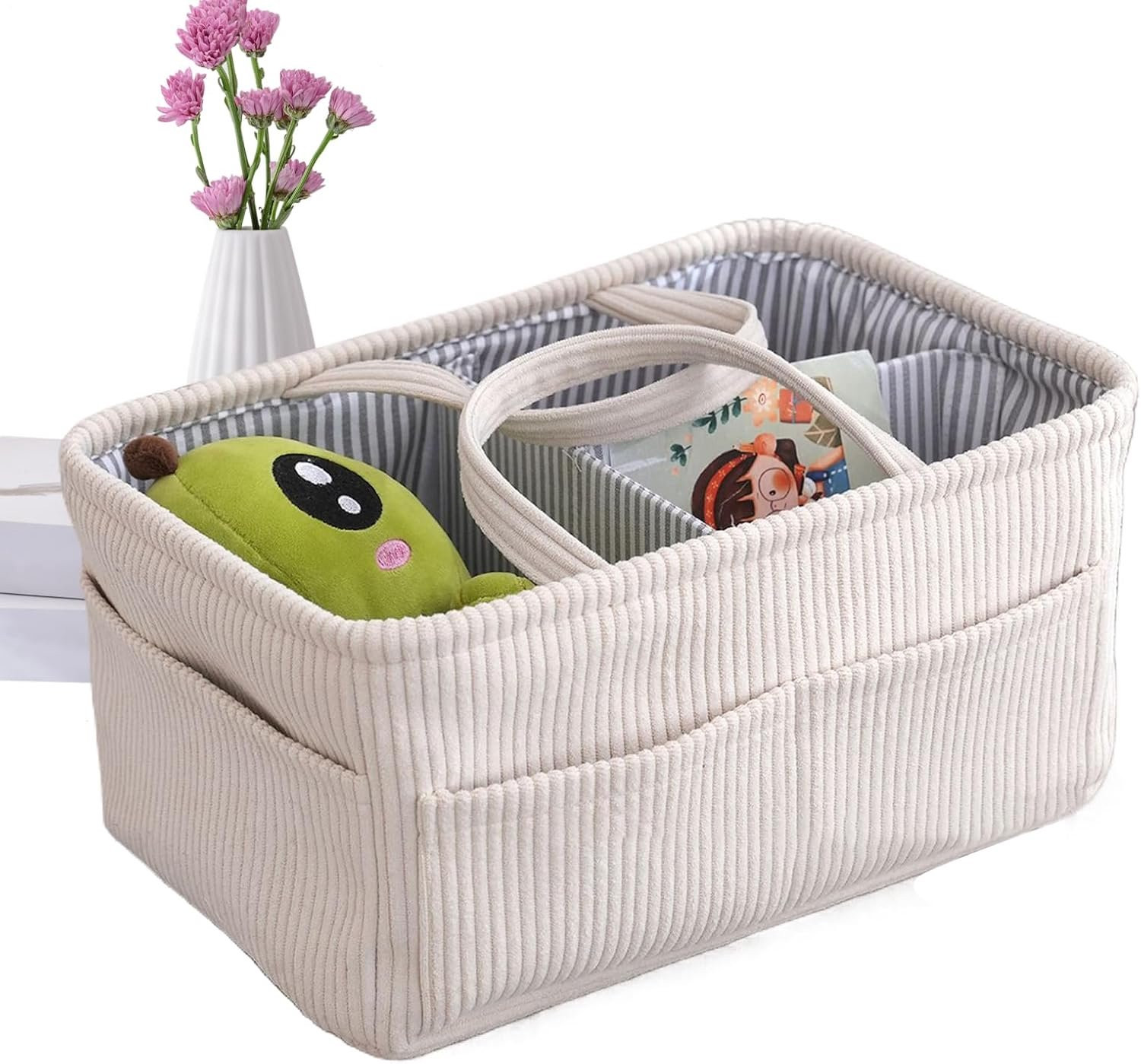 Corduroy Organizer Opbergtas voor Luierhouder en Nursery, voor Doekjes en Melkfles