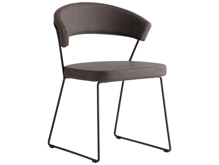 Connubia Stuhl, Schwarz, Dunkelbraun, Metall, Kufe, Rundrohr, 57x75.5x52 cm, Stoffauswahl, Esszimmer, Stühle, Esszimmerstühle