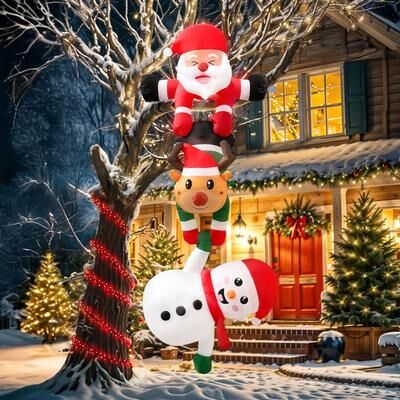 Youfap Market Christmas Inflatables Decor, Climbing Santa Claus Xmas Decor For Beam Roof Tree, Indoor Party Holiday Decoration us plug