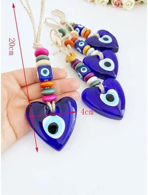 Inspire Select Turkish Evil Eye Glass Pendant Wall Hanging Lucky Blue Nazar Bead Home & Car Decor style 15 1 Pc