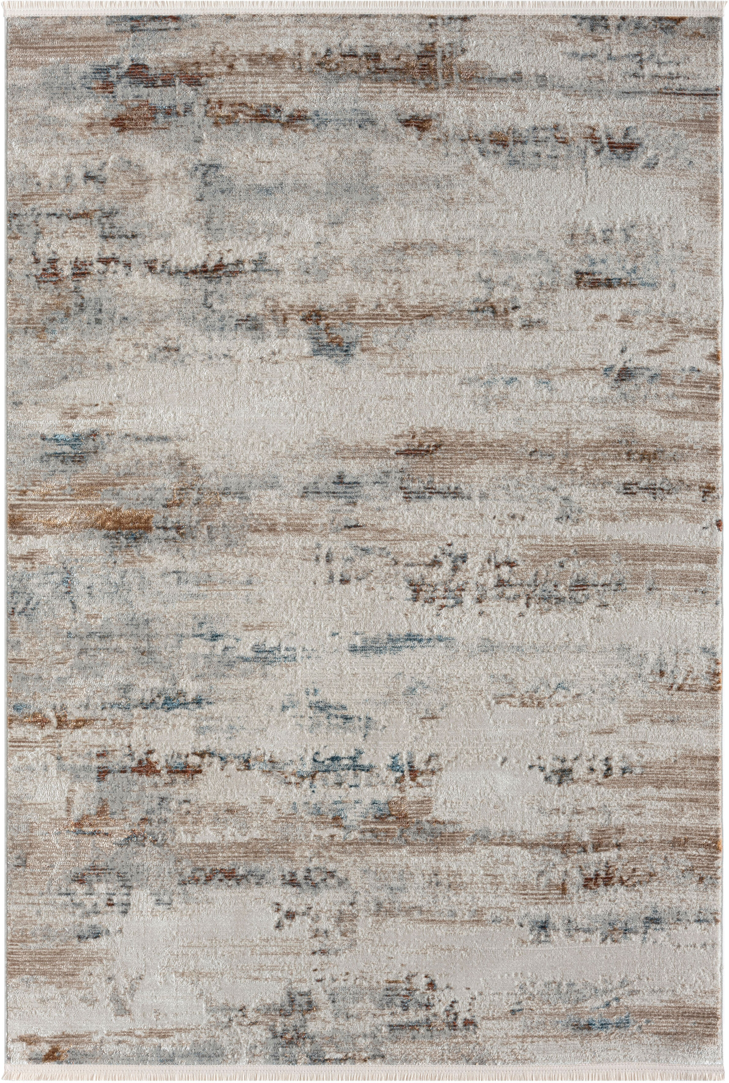 Teppich "Esme 1", grau (hellgrau, cream), B:140cm H:8mm L:200cm, Polyester, MYFLAIR MÖBEL & ACCESSOIRES, Teppiche, Teppich, Kurzflor, Vintage Look, besonders weich durch Microfaser hellgrau, cream B : 140cm 1 Stk., 8mm, L: 200cm
