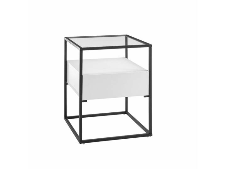 Trendstore Evora Beistelltisch mit Glastischplatte und Schubkast