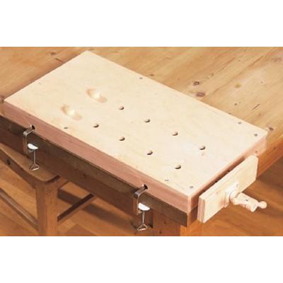 PEBARO 485 - Arbeitsplatte Vollholz Natur 58 x 31 cm mit Einspannhalterung