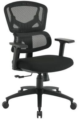Office Star Products OSP Black Mesh Managers Chair with Fabric Seat and Lumbar Support and Headrest