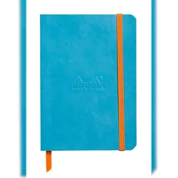 Rhodiarama flexibles Notizbuch A6 72 Blatt dot/punktkariert, Papier elfenbein 90g, mit Gummizugverschluss - Türkis 117357C