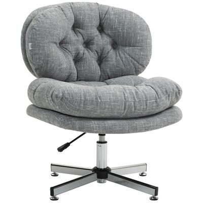 MODFU Ergonomischer Bürostuhl Drehstuhl mit Wippfunktion Höhenverstellbar Leinenoptik Grau 65x65x94 cm gepolstert und komfortabel