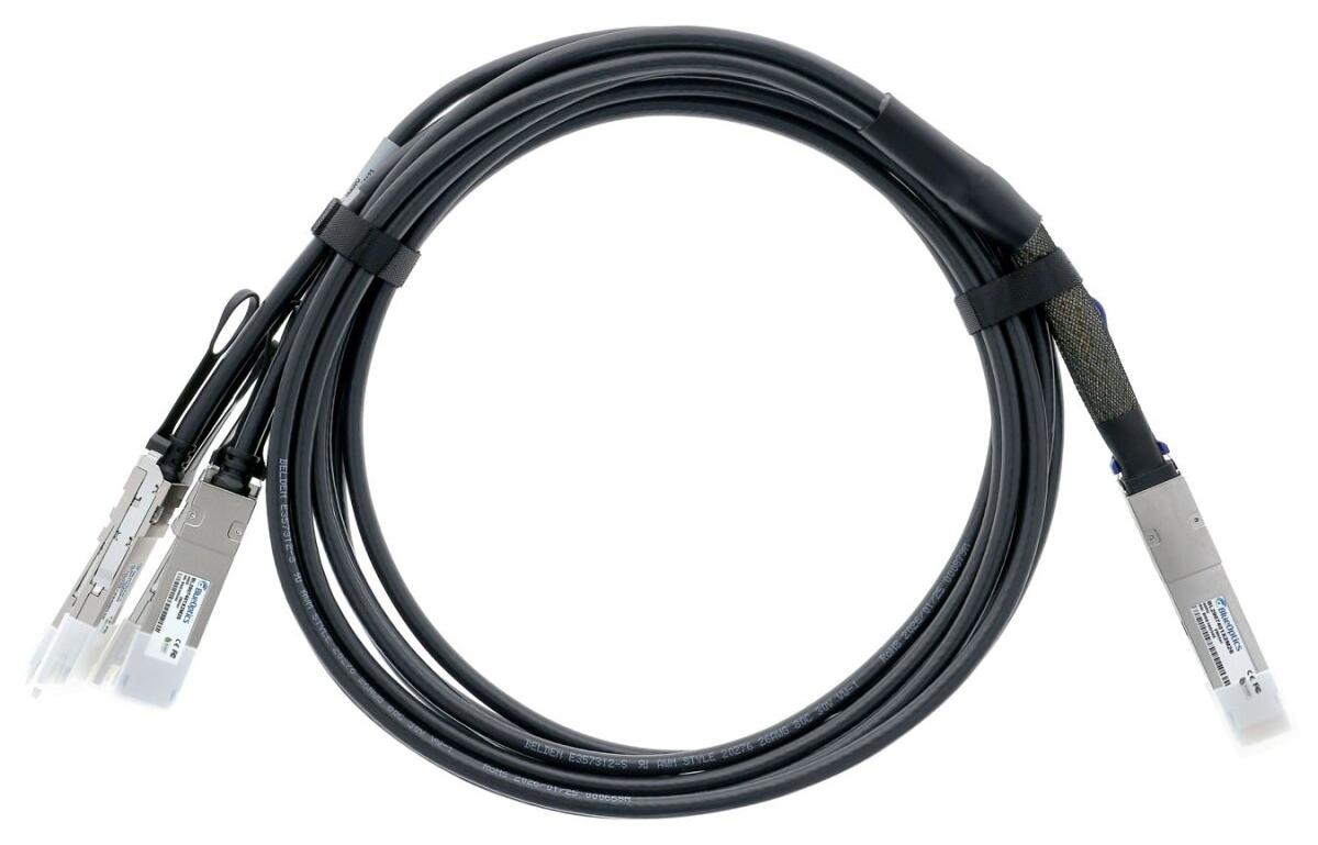 BlueOptics Juniper 720-095806 BlueLAN passives 400GBASE-CR4 QSFP-DD auf 4x100GBASE-CR QSFP56 Direct Attach Breakout Kabel, 2 Meter