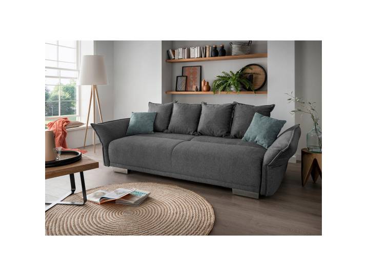 Livetastic Bigsofa, Anthrazit, Kunststoff, Füllung: Schaumstoff, 242x71x90 cm, Made in EU, Rücken echt, Wohnzimmer, Sofas & Couches, Bigsofa