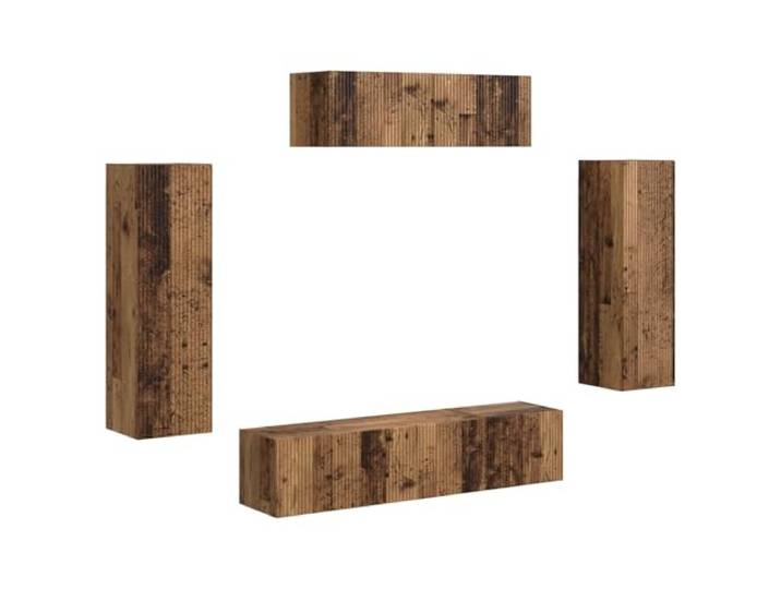 KGHERMDF Wandmontierter TV-Schrank Altholz 5er Set Schwebend, Stauraum für Elektronik, Wohnzimmer, Schlafzimmer, Robust, Einfache Reinigung