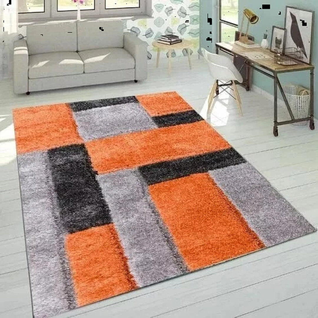 Metro Modern Stylish Large Shaggy Area Rugs Hallway Living Room Bedroom Carpet Mats* Orange Rectangle 200 x 290 cm