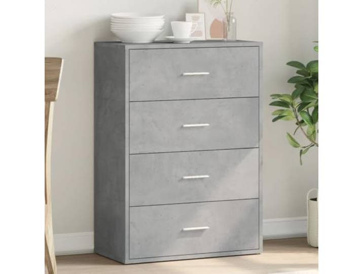 RJPLMFV Anrichte, grau, Beton, 60 x 31 x 84 cm, Holz, Technik Regalaufbewahrung, feuchtigkeitsbeständige Oberfläche, einfache Reinigung, Wandmontage erforderlich