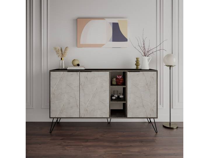 Skye Decor, Clara- Clara DTE, Dunkelbraun, Kommoden, 83x142x35,6 cm, 100% Melaminbeschichtete Partikelplatte