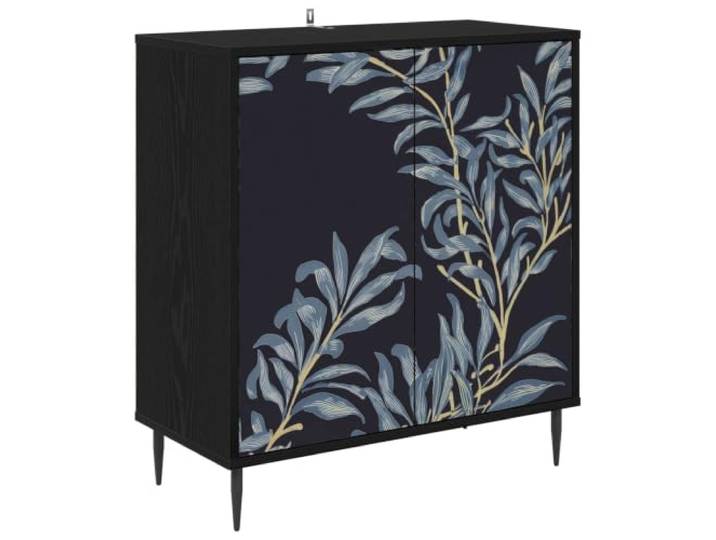 KGFHERENB Sideboard DOKKUM Schwarz Eichen-Optik Kommode 69x33x76 cm Stilvoller Beistellschrank mit 2 Türen für Flur und Essbereich. Langlebiger Holzwerkstoff sorgt für Ordnung im Wohnraum.