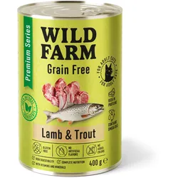 WILD FARM Premium getreidefreies Lamm und Forelle 400g - getreidefreies Katzenfutter