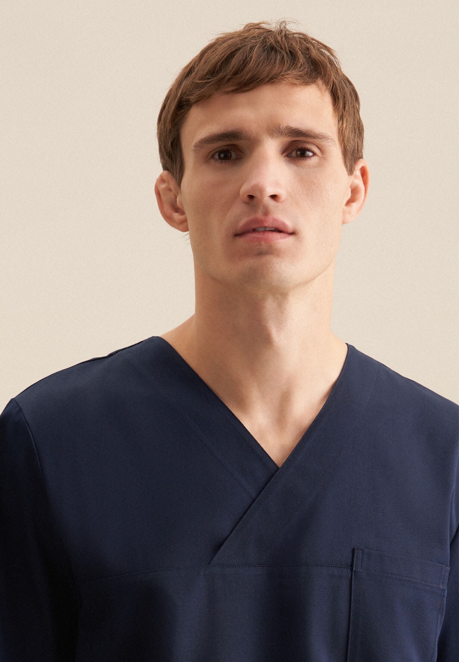 Funktionshemd SEIDENSTICKER, Herren, Gr. 3XL (48(, normale Ärmellängen, blau (dunkelblau), 60% Baumwolle, 40% Polyester, unifarben, regular fit, V-Ausschnitt, gerader Abschluss, Hemden Funktionshemd, Kasack Uni dunkelblau 3XL (48(, normale Ärmellängen